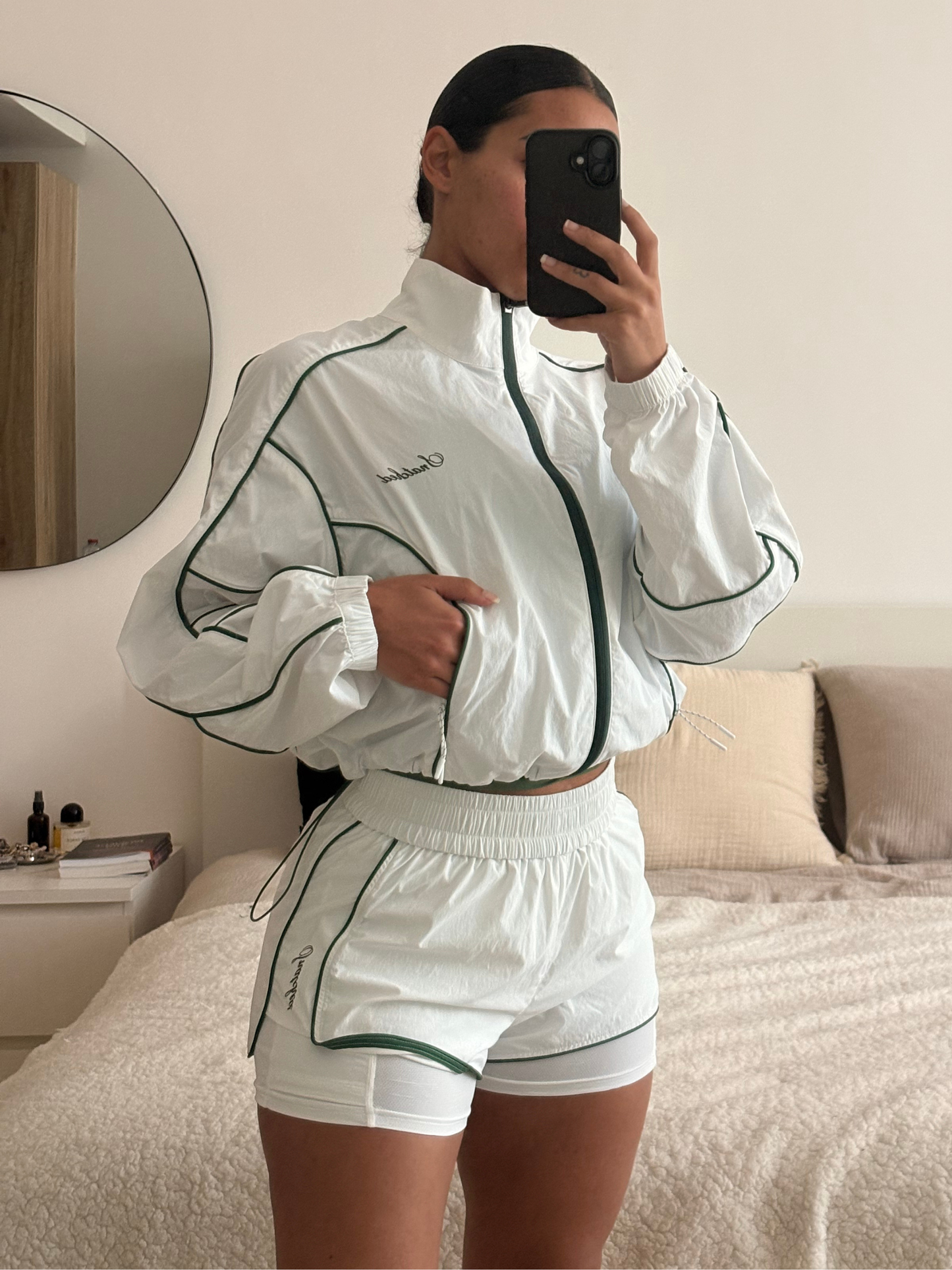 Off Court Shorts- White/Green