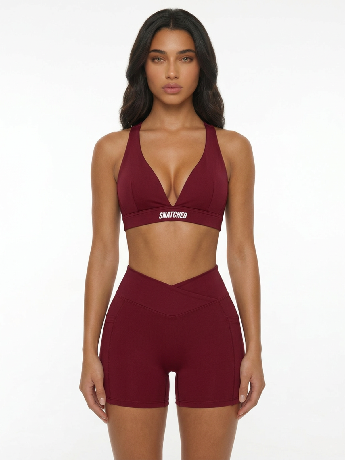 Siren V Neck Bra- Cherry Red