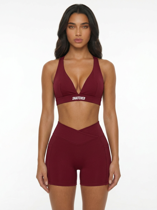 Siren V Neck Bra- Cherry Red