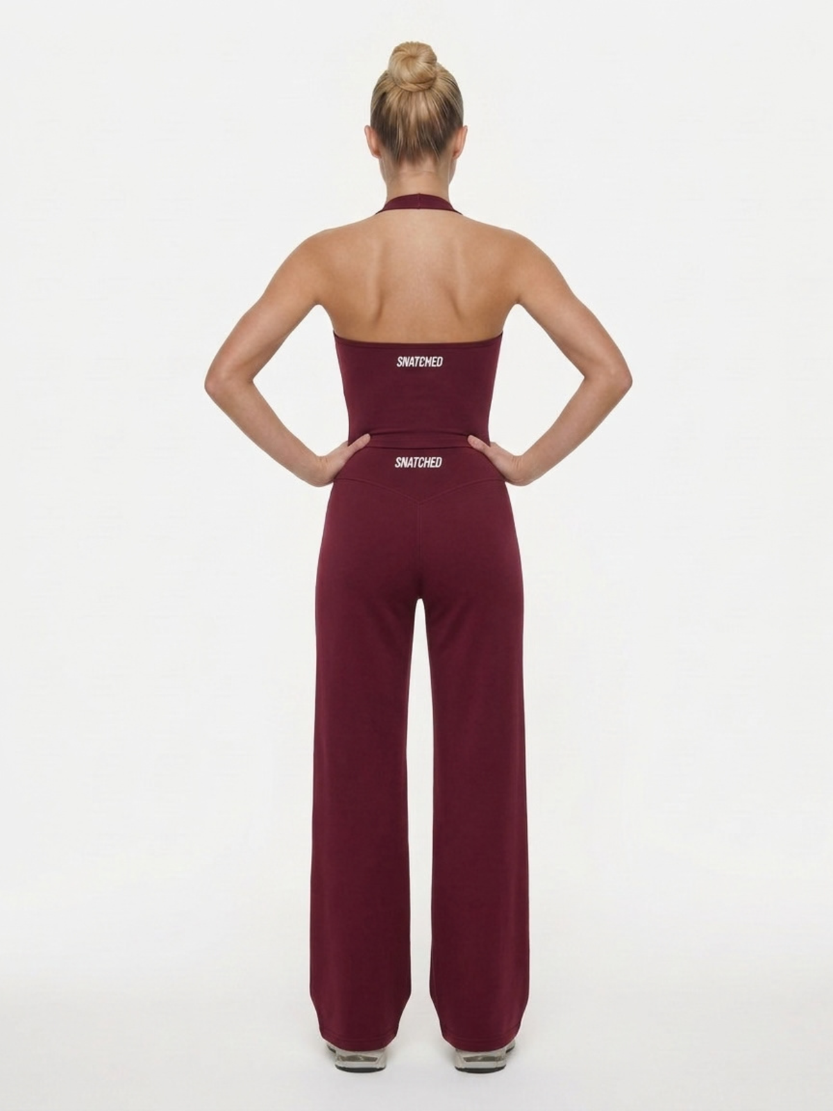 Plush Halterneck V Top - Burgundy Wine