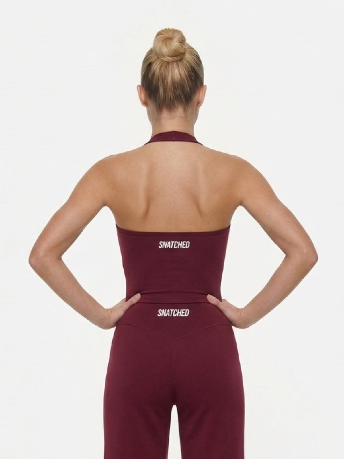 Plush Halterneck V Top - Burgundy Wine