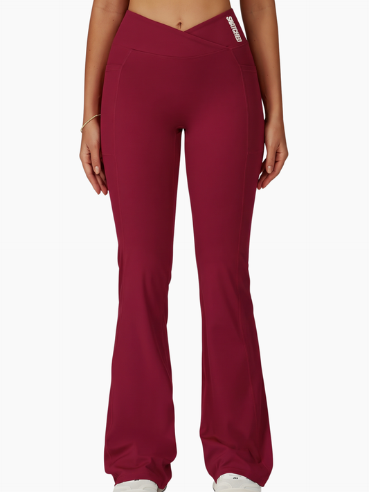 Siren Flare Leggings- Cherry Red